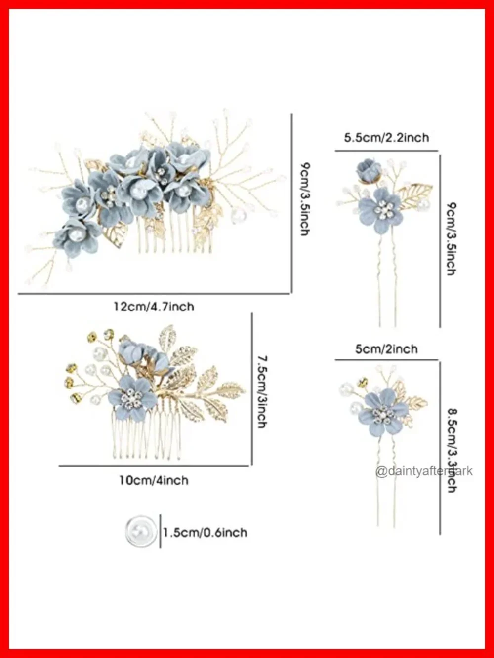 20-Piece Blue Floral Bridal Hair Combs & Pins Set